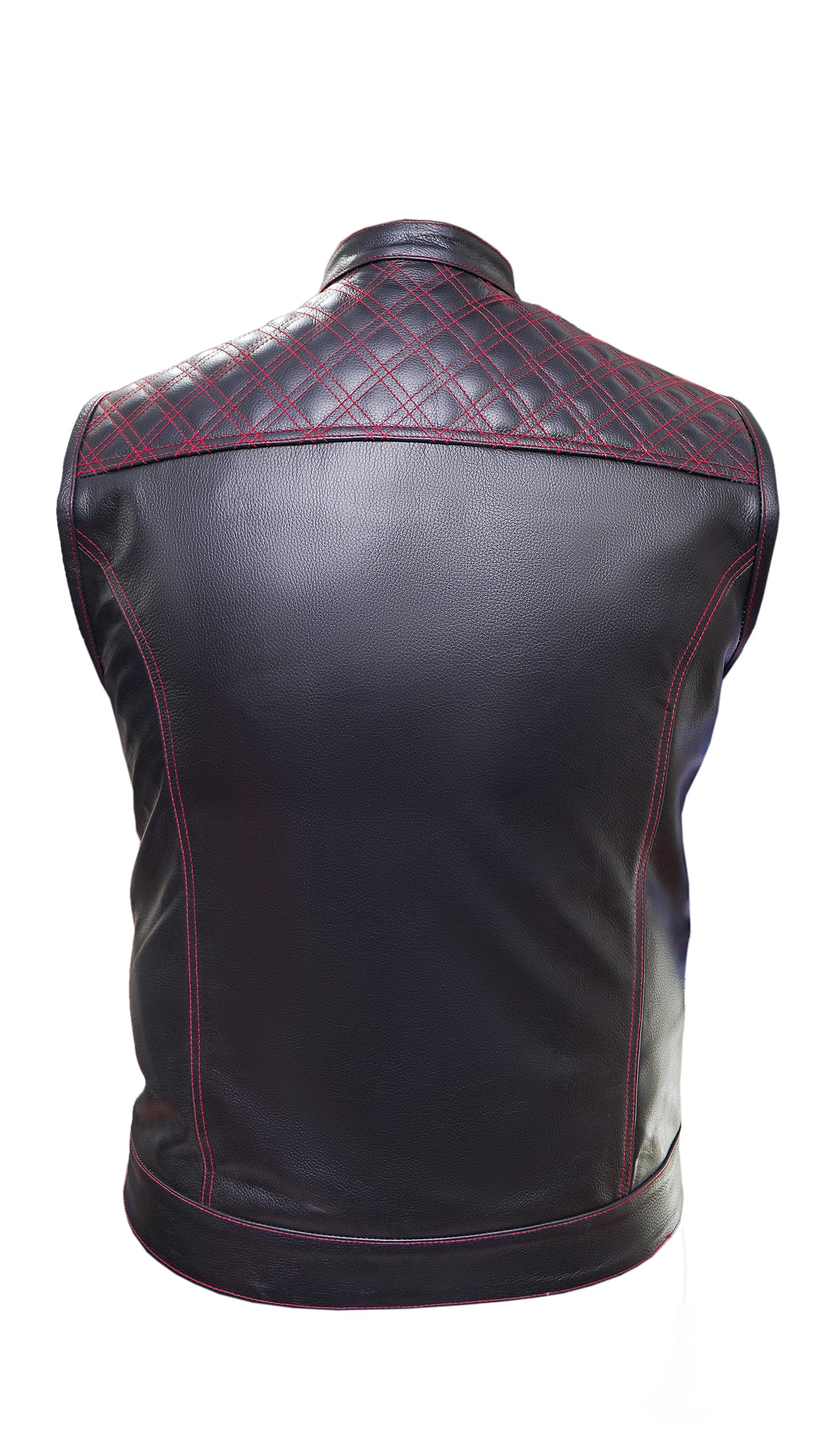 BIKER VEST FOR MEN WITH QUILTED PANELS
