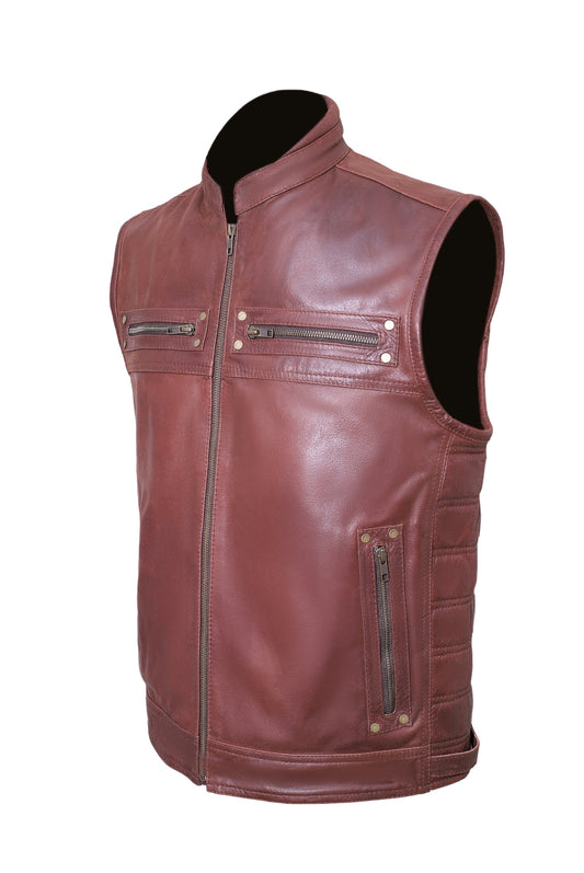 ORIGINAL COW HIDE 2 TONE LEATHER VEST FOR MEN