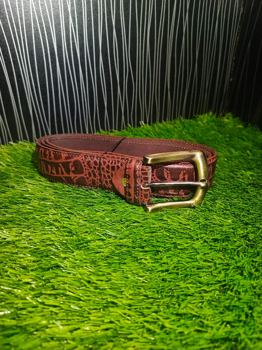 ORIGINAL COW HIDE BELT WITH EMBOSED CROCODILE PRINT