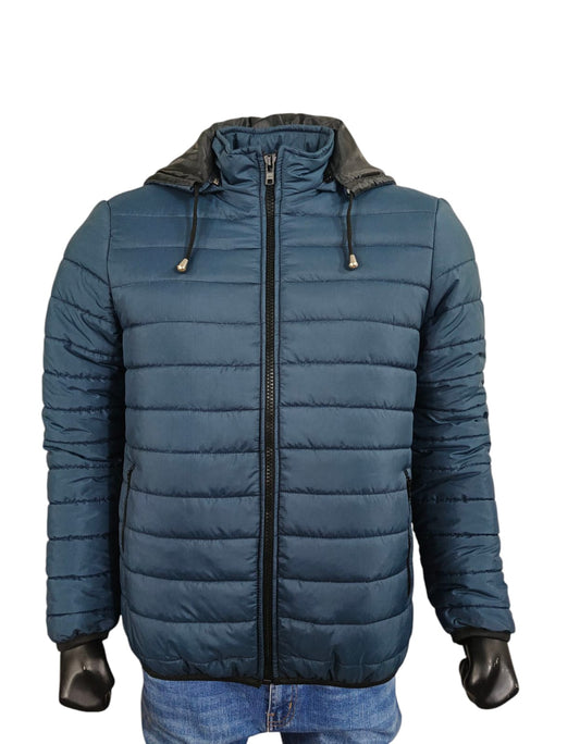 BLUE PARACHUTE JACKET FOR MEN WITH DEATTACHABLE HOOD