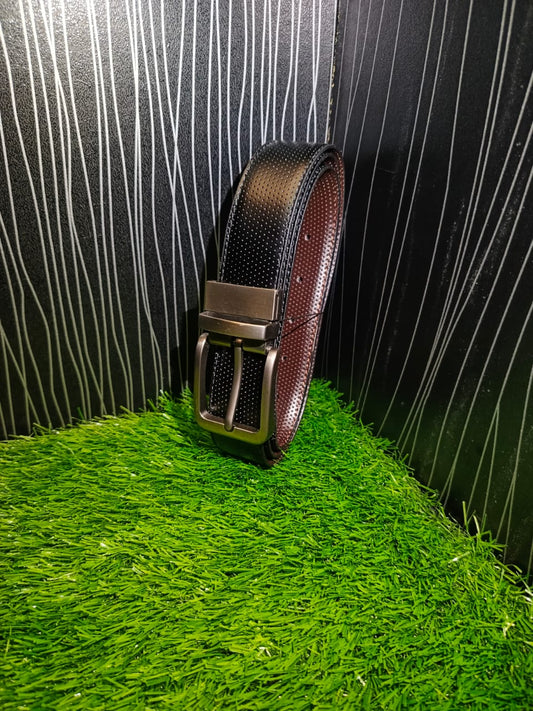 ORIGINAL COW HIDE DOUBLE SIDED BELT WITH NEEDLE TEXTURE