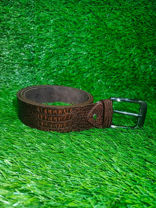 ORIGINAL COW LEATHER BELT FOR MEN WITH EMBOSED CROCODILE TEXTURE