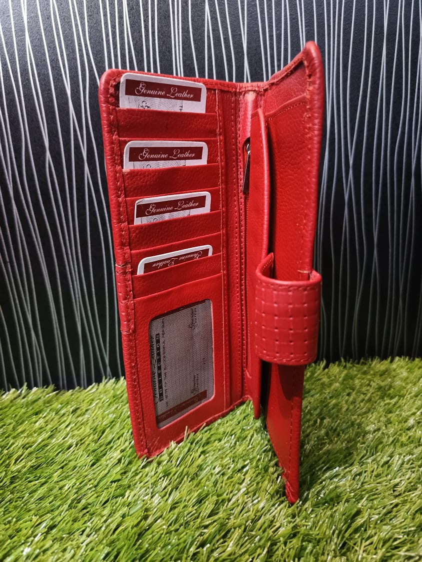 RED LEATHER CLUTCH FOR WOMEN