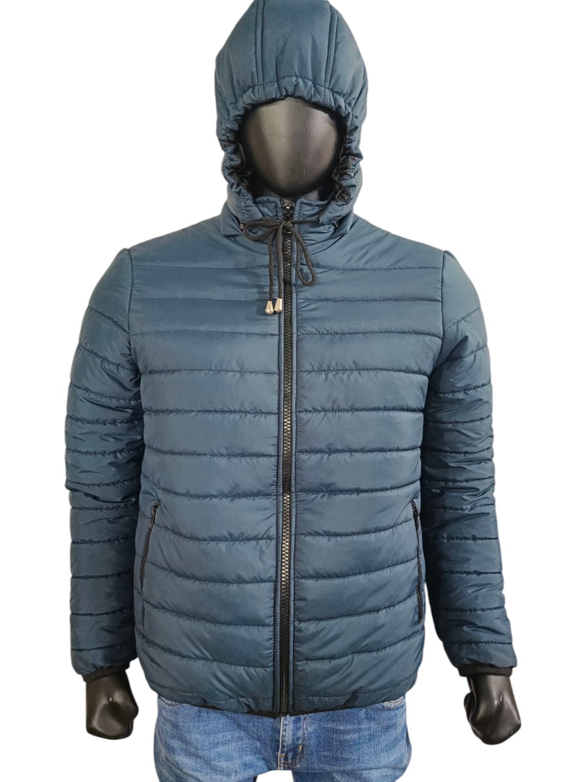 BLUE PARACHUTE JACKET FOR MEN WITH DEATTACHABLE HOOD