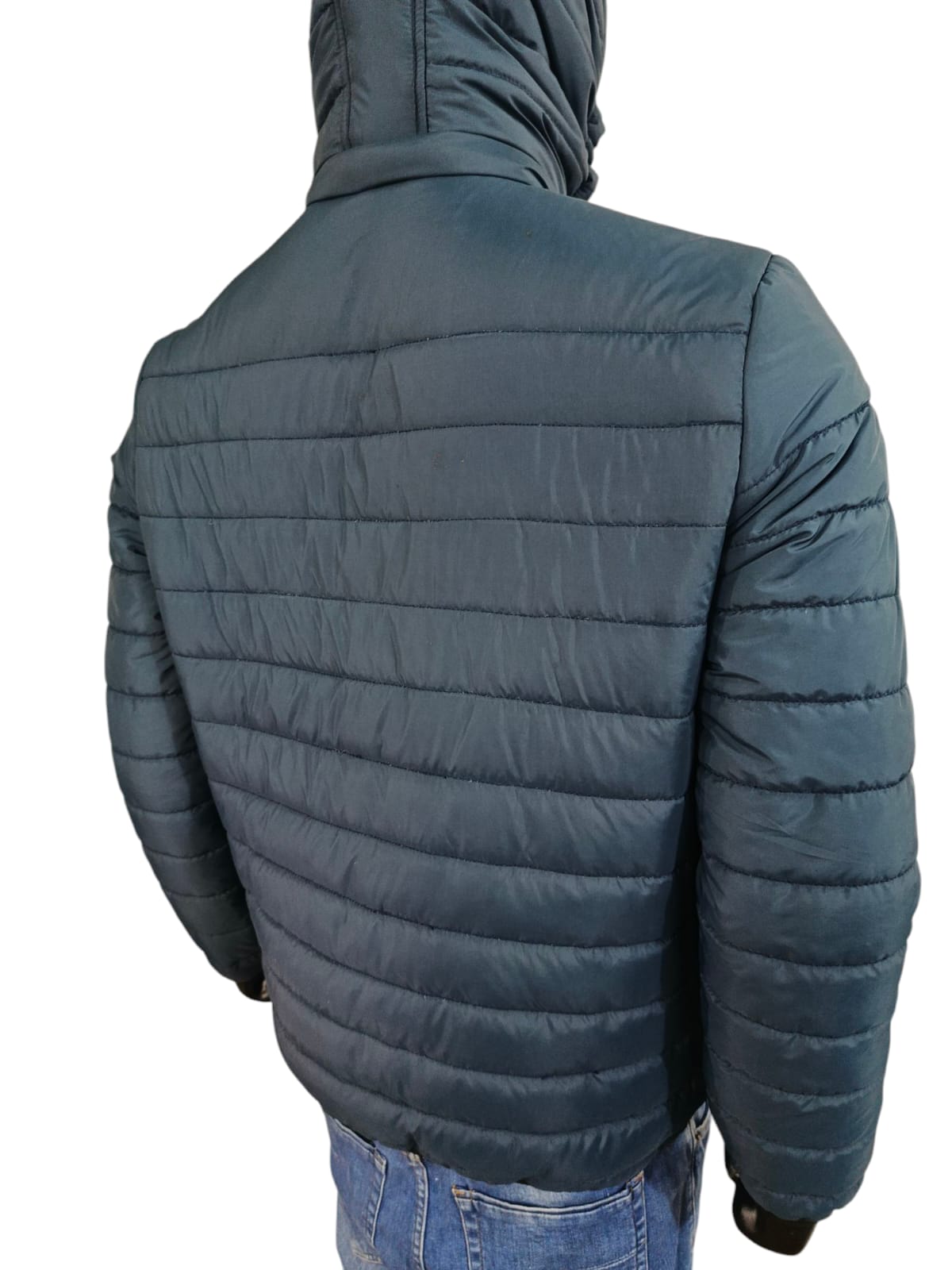 BLUE PARACHUTE JACKET FOR MEN WITH DEATTACHABLE HOOD