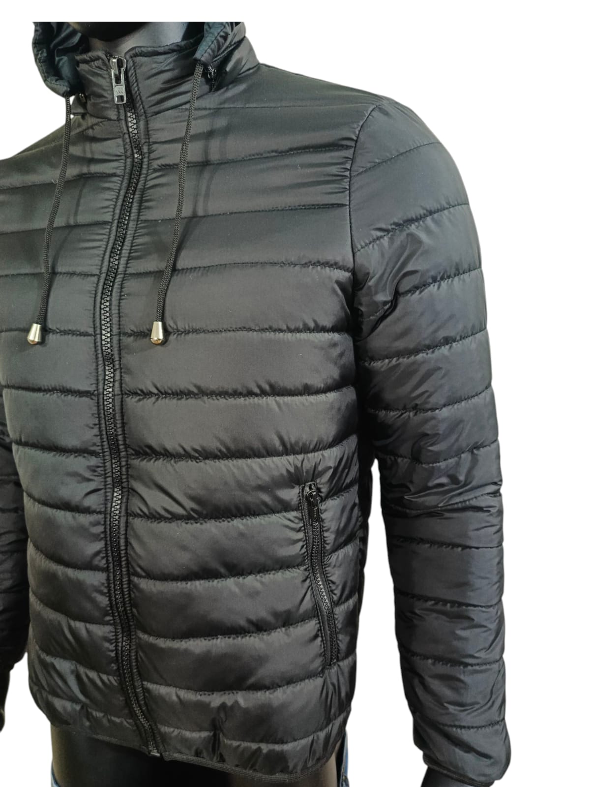 BLACK PARACHUTE JACKET FOR MEN WITH DEATTACHABLE HOOD