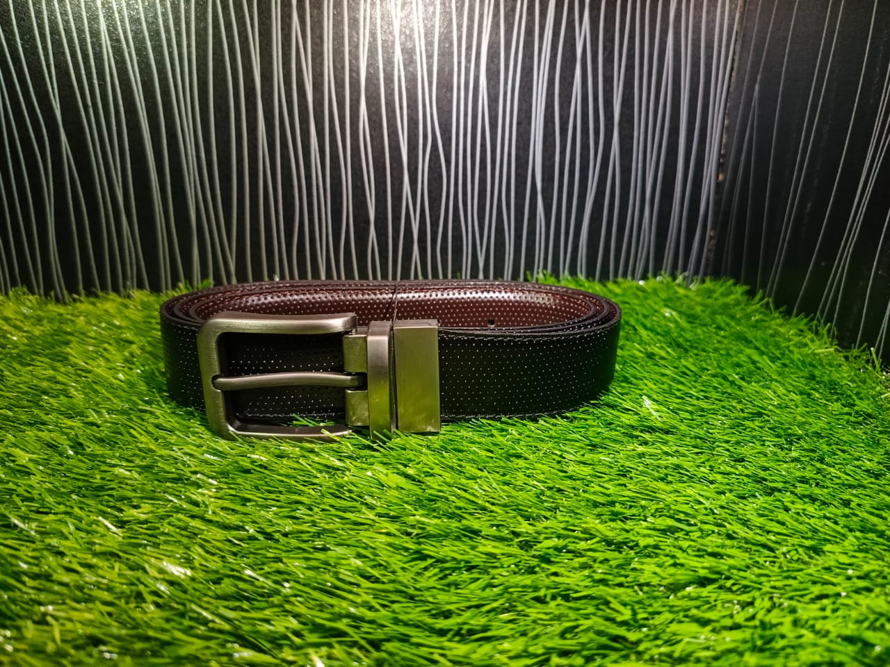 ORIGINAL COW HIDE DOUBLE SIDED BELT WITH NEEDLE TEXTURE