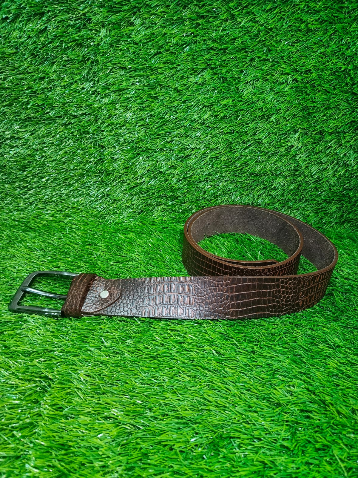 ORIGINAL COW LEATHER BELT FOR MEN WITH EMBOSED CROCODILE TEXTURE