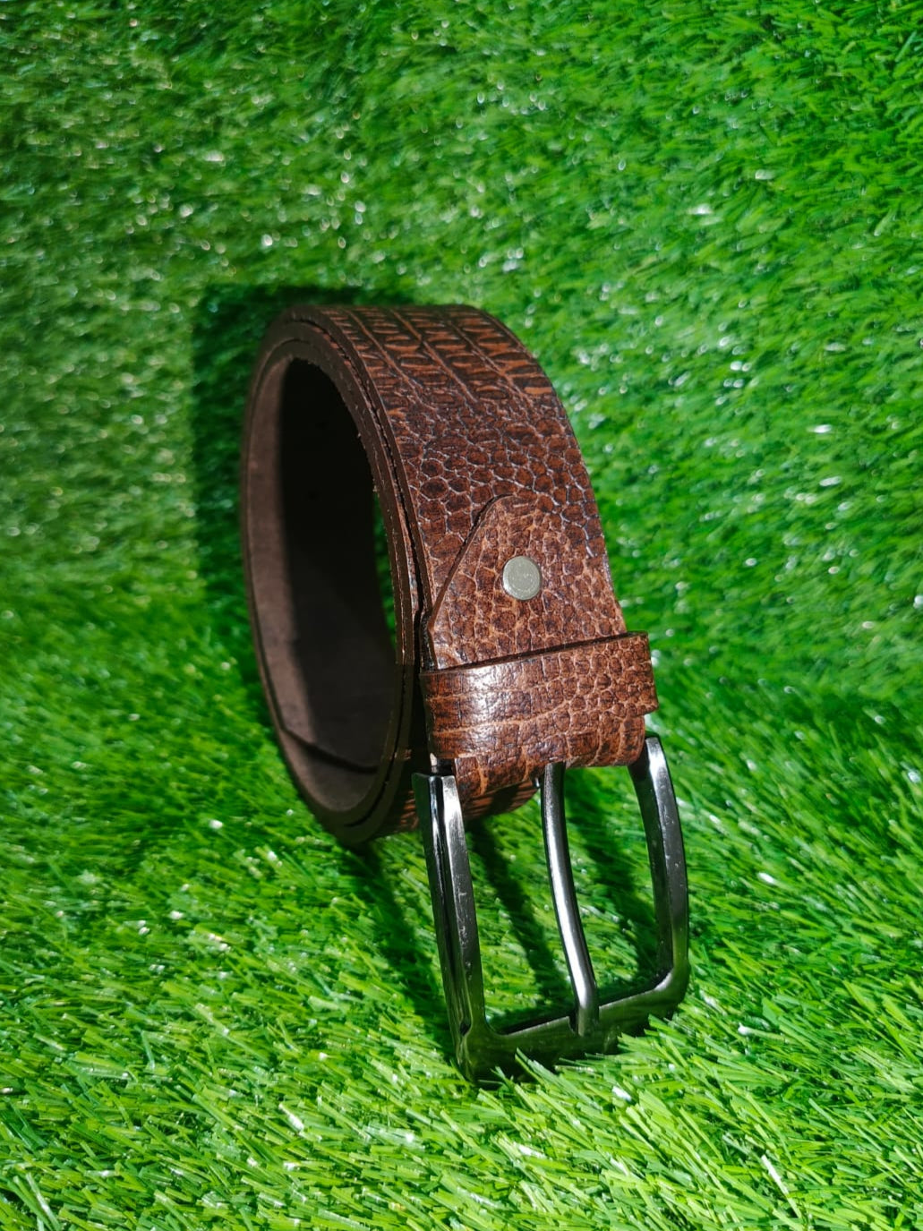 ORIGINAL COW LEATHER BELT FOR MEN WITH EMBOSED CROCODILE TEXTURE